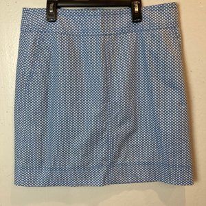 Talbots Blue White Sailboat Print Pencil Skirt Size 8 Knee Length Lined Stretch